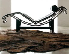 Шезлонг Лекор нержавіюча сталь, чорний шкірозамінник